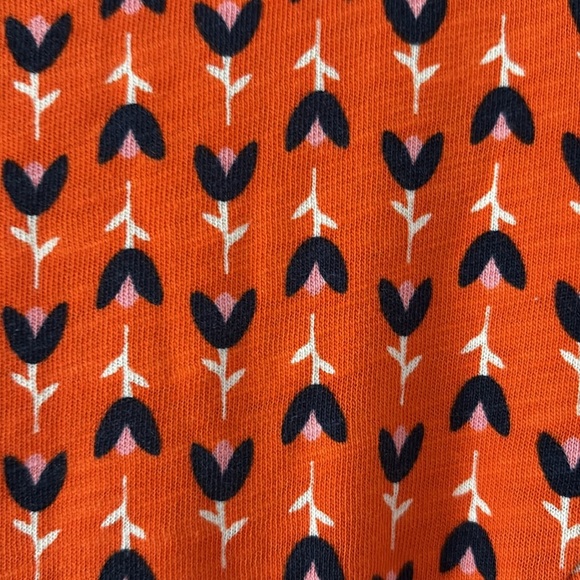 Boden Phoebe Jersey Tulip Dress Short Sleeve Pullover Floral Orange Navy Size 8L - Picture 5 of 15